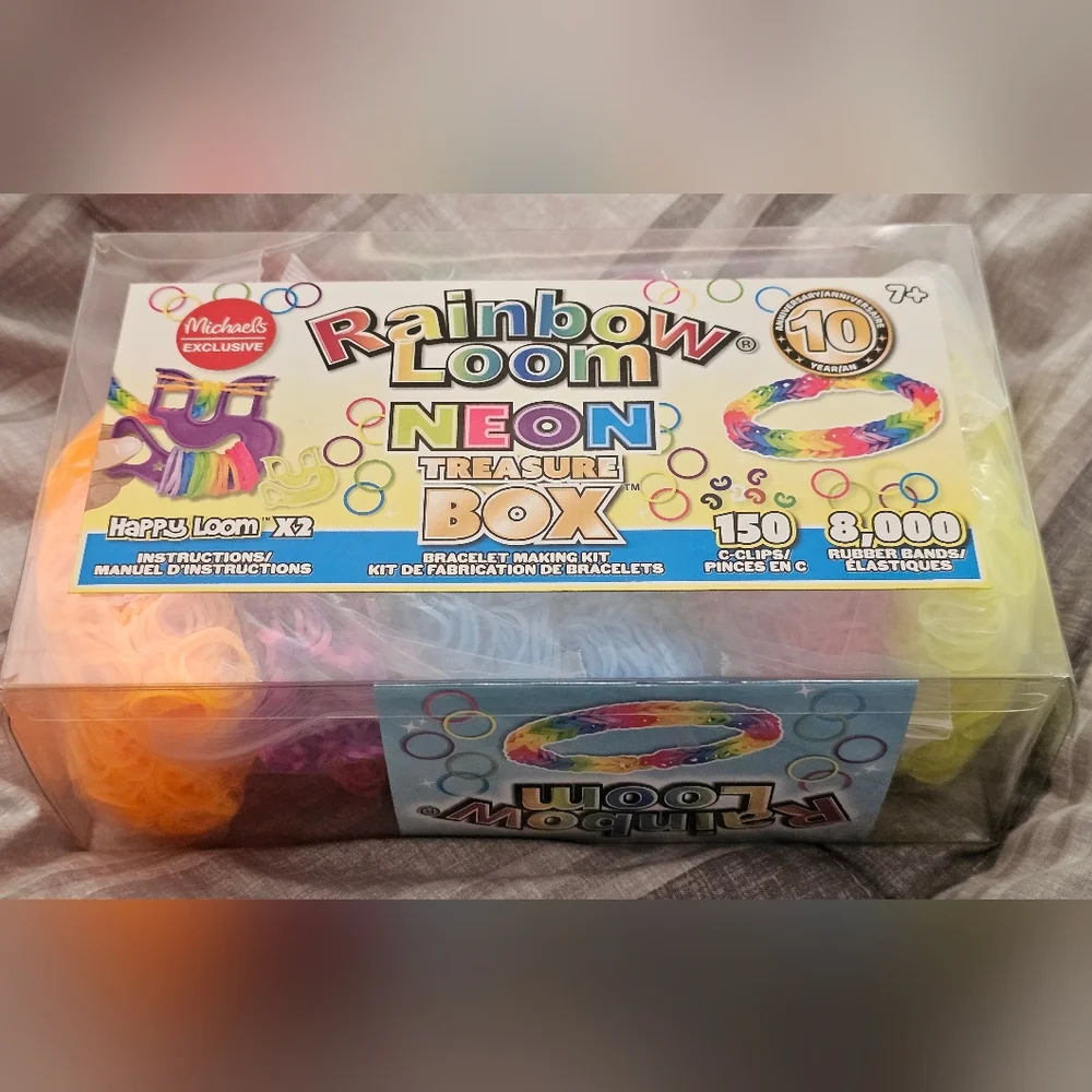 New Rainbow Loom Neon Bracelet Box with 8000 Rubberbands